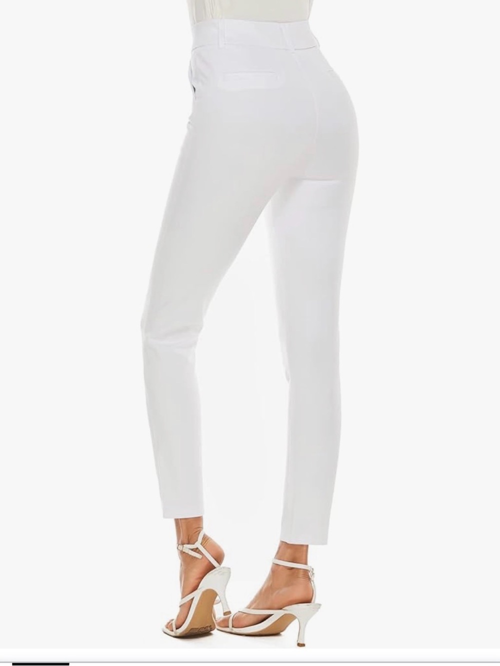Satinato NWT White Stretch Ankle Pants 8 - Picture 2 of 8